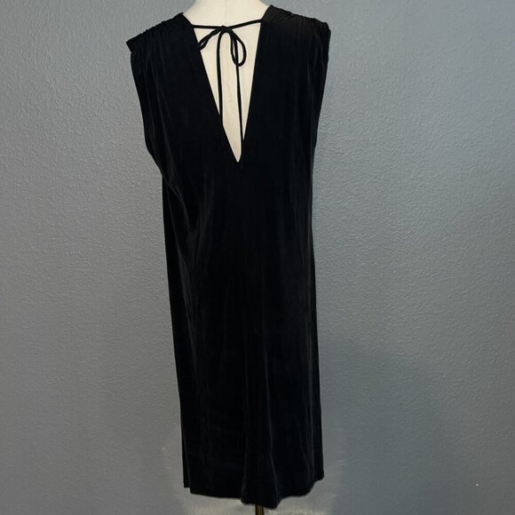 ANTHRO ANTHROPOLOGIE ERI + ALI Brielle Cupro V-Neck Black Boho Swing Dress - XS - Picture 5 of 12